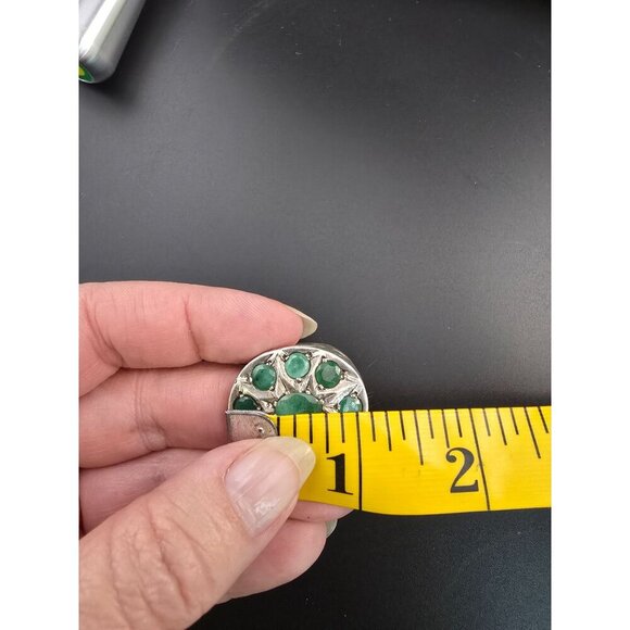 Vintage Estate 925 Sterling Silver & Emerald Ring Large Size 7-1/2 15.2 grams - Picture 12 of 12